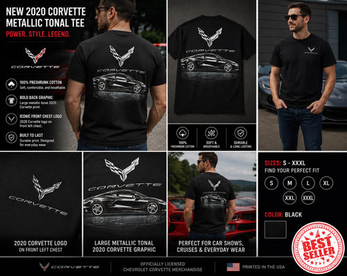 C8 Corvette Metallic T-Shirt | 100% Cotton Tonal Graphic Tee