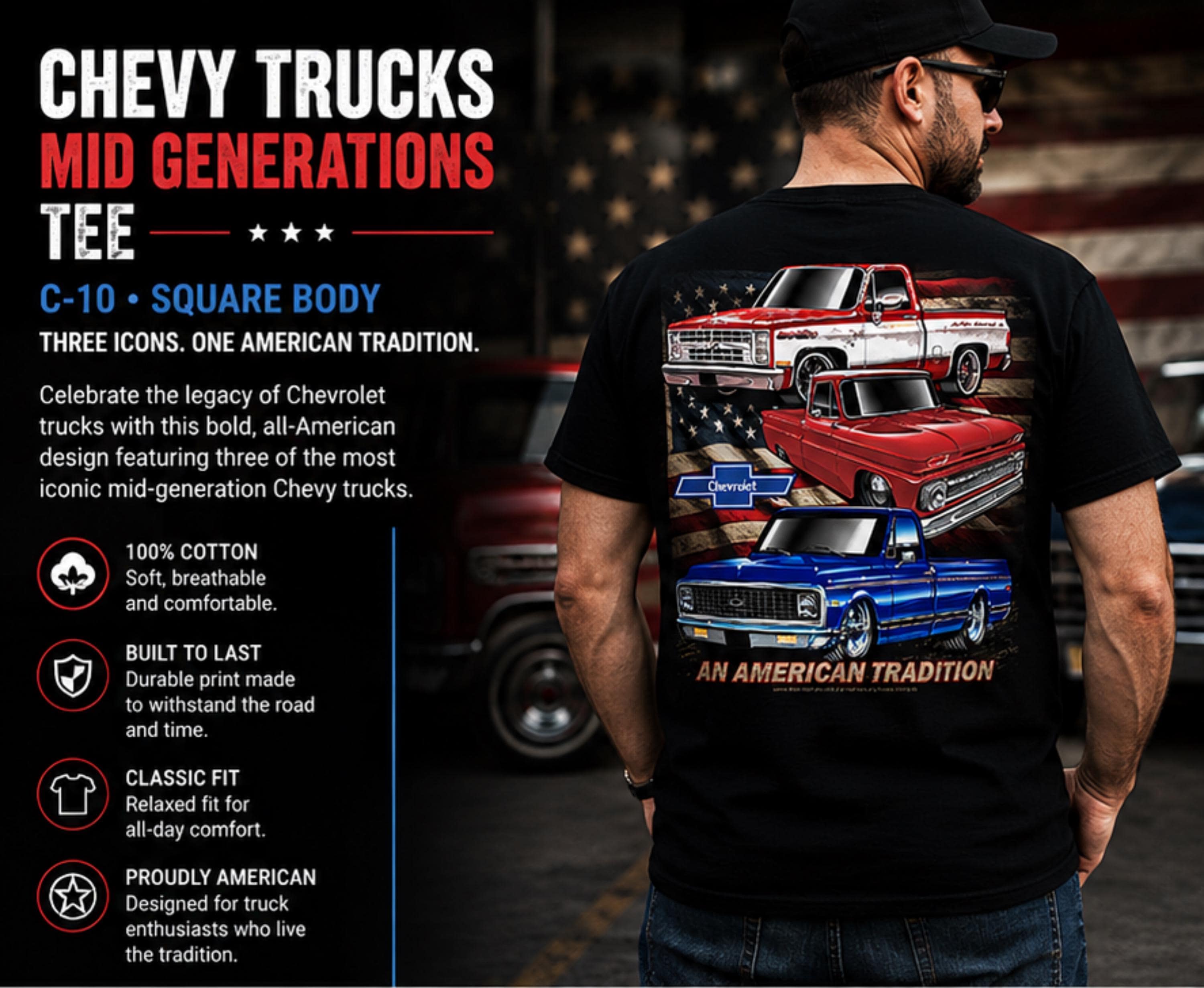 Chevy C10 Truck Generations Shirt | Classic Square Body Chevrolet Tee