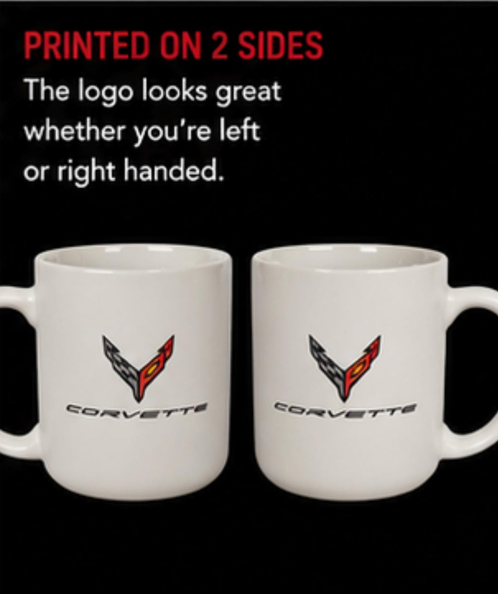 Corvette Coffee Mug | 16 oz Ceramic Two-Tone Cup with Emblem