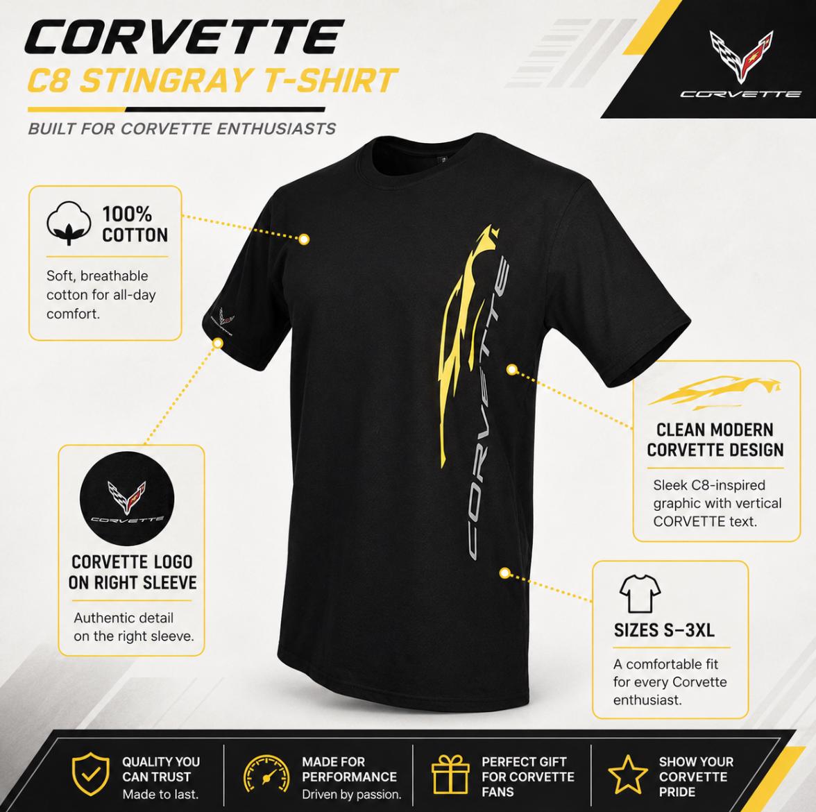 C8 Corvette T-Shirt, 100% Cotton, Performance Graphic Tee