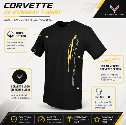 C8 Corvette T-Shirt, 100% Cotton, Performance Graphic Tee