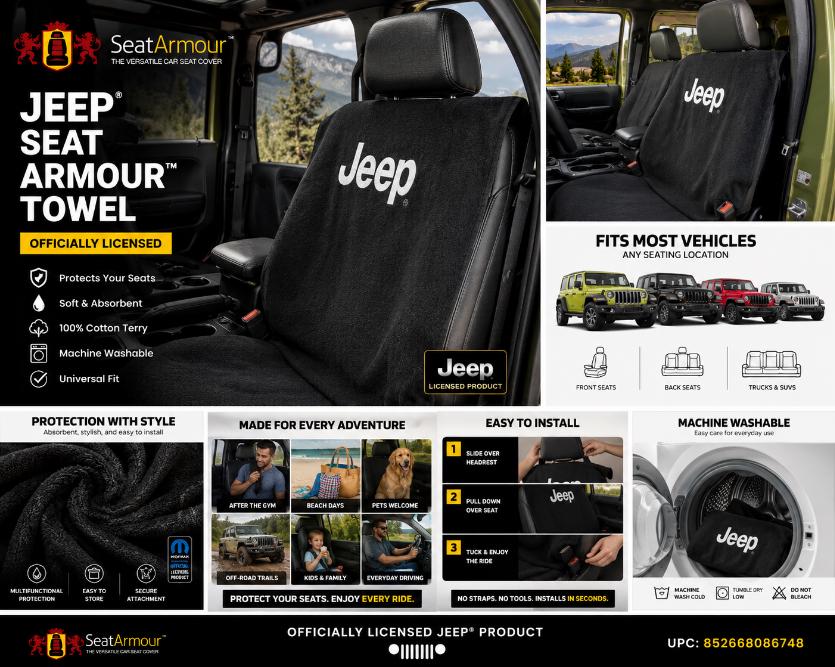 Jeep Seat Armour Seat Cover | 100% Cotton Terry, Universal Fit