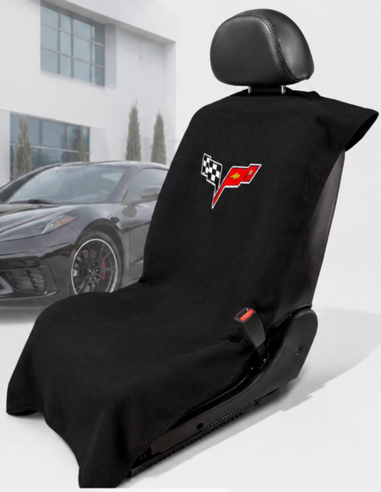 C8 Corvette Seat Armour Towel | Black 100% Cotton Terry Seat Protector