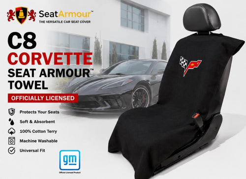 C8 Corvette Seat Armour Towel | Black 100% Cotton Terry Seat Protector