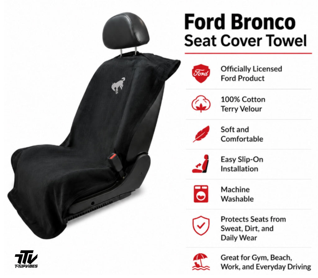 Ford Bronco Seat Cover Towel | 100% Cotton Terry Velour, Officially Licensed