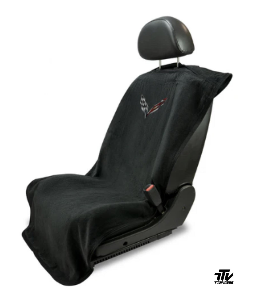C7 Corvette Seat Cover Towel | Black Cotton Terry Velour Protector