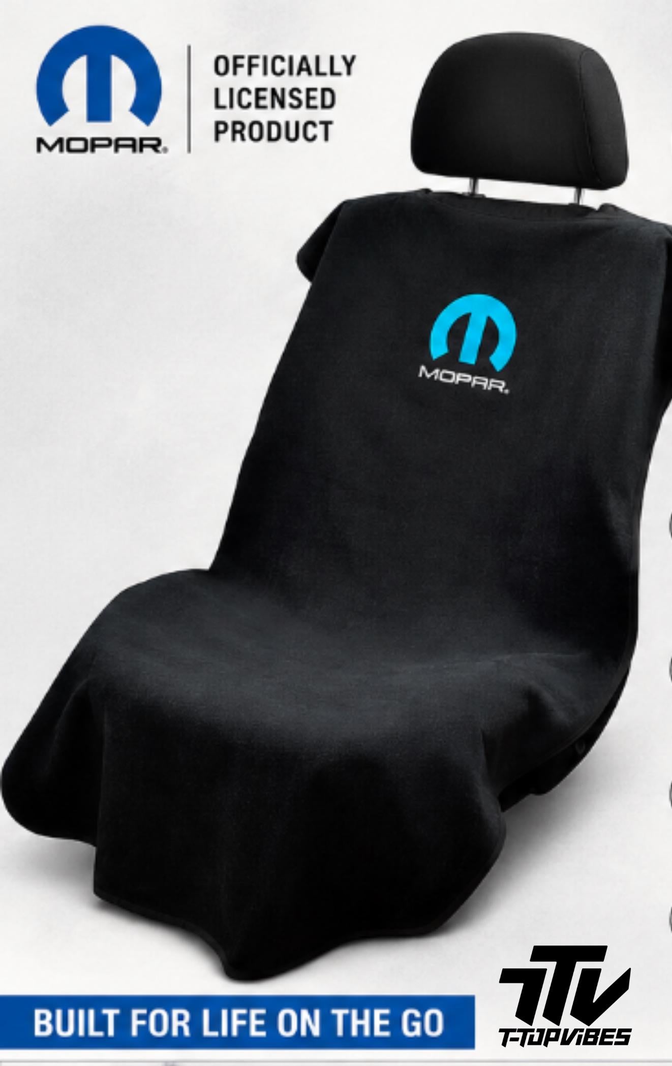 Officially Licensed Mopar Terry Velour Seat Cover | Black Cotton Protector