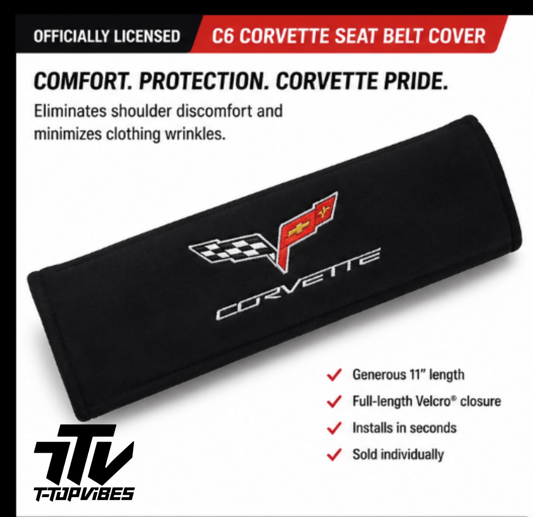 Officially Licensed C6 Corvette Seat Belt Cover | 2005-2013 Corvette Shoulder Pad