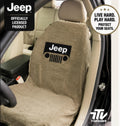 Officially Licensed Jeep Grille Seat Cover Towel | Tan Cotton Terry Velour Protector