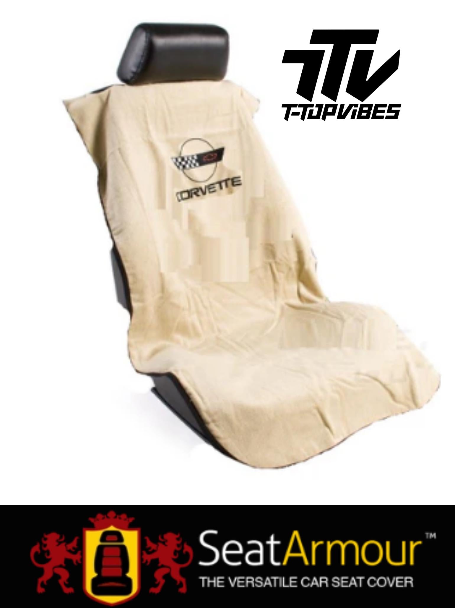 C4 Corvette Seat Cover Towel | 1984-1996 Seat Armour | Black Cotton Terry Velour
