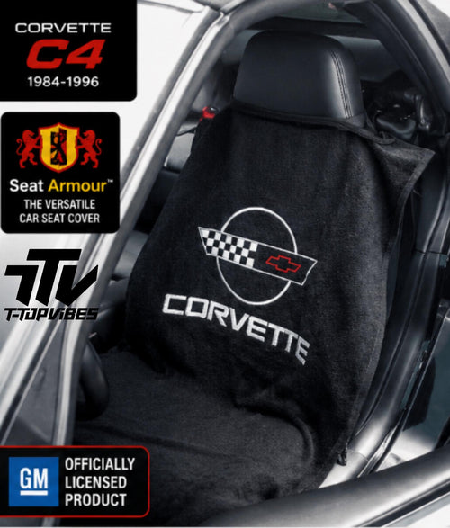 C4 Corvette Seat Cover Towel | 1984-1996 Seat Armour | Black Cotton Terry Velour