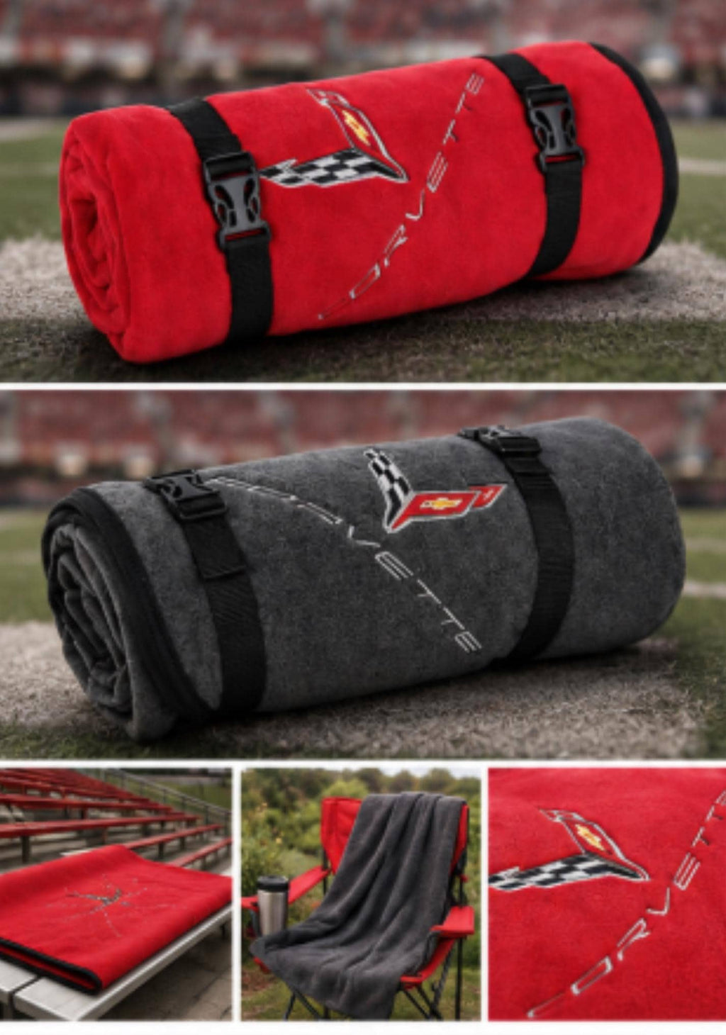 Officially Licensed Corvette C8 Stadium Blanket | Water-Resistant Outdoor Use
