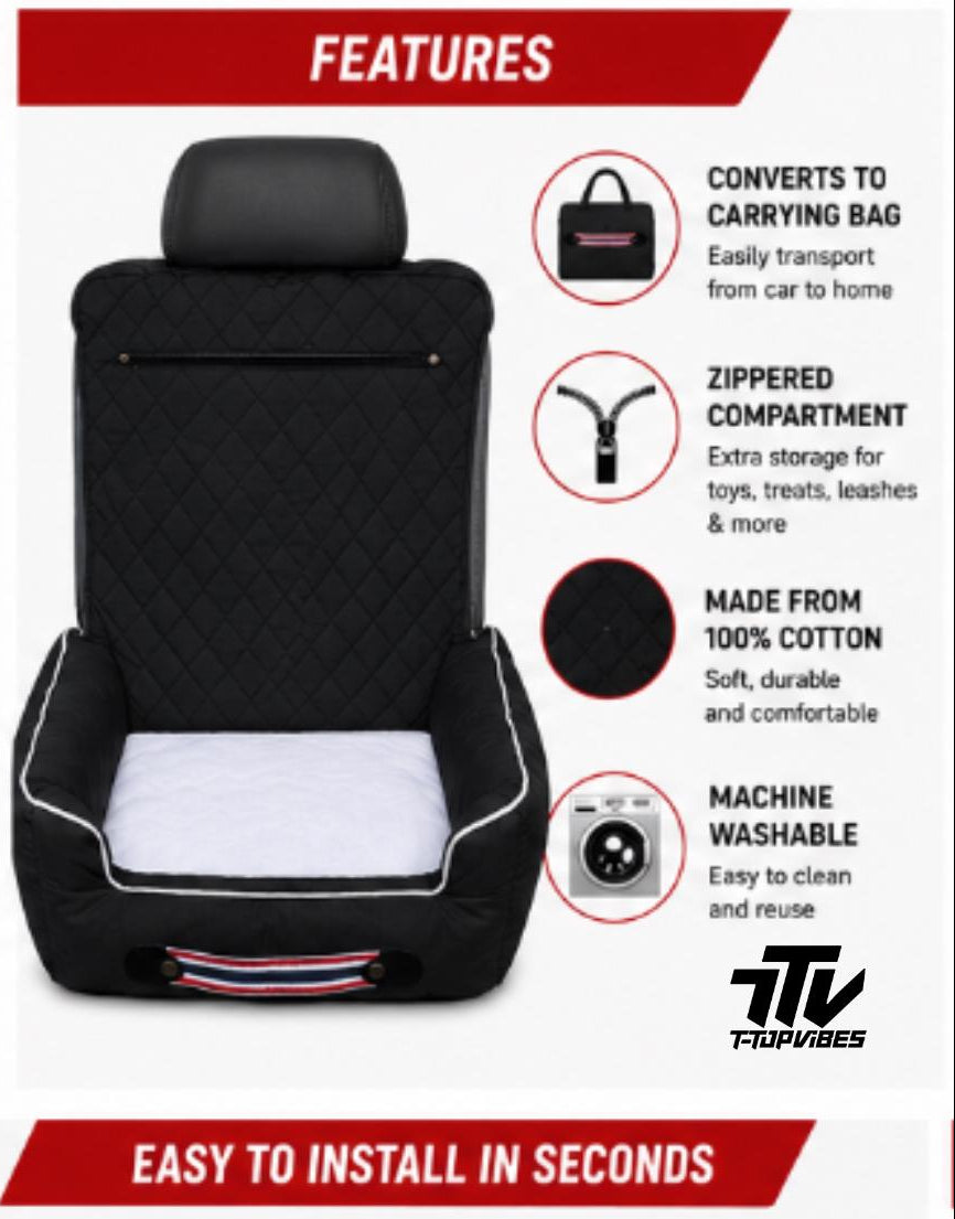 Universal Pet Car Seat Bed & Protector | Seat Armour PetBed2Go, Black