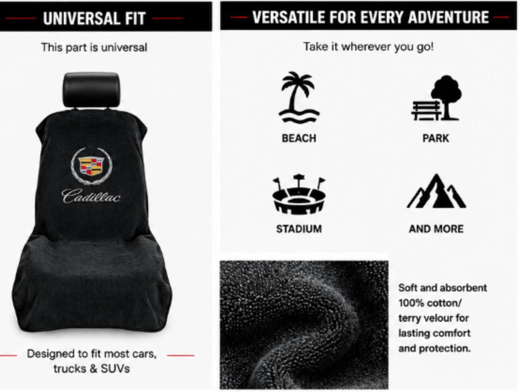 Cadillac Black Cotton Seat Cover Towel | Officially Licensed GM Product