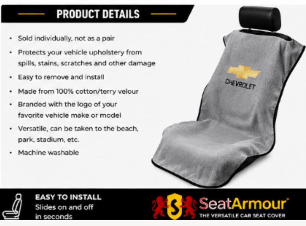 Chevrolet Gray Towel Seat Cover | Officially Licensed GM Product, 100% Cotton