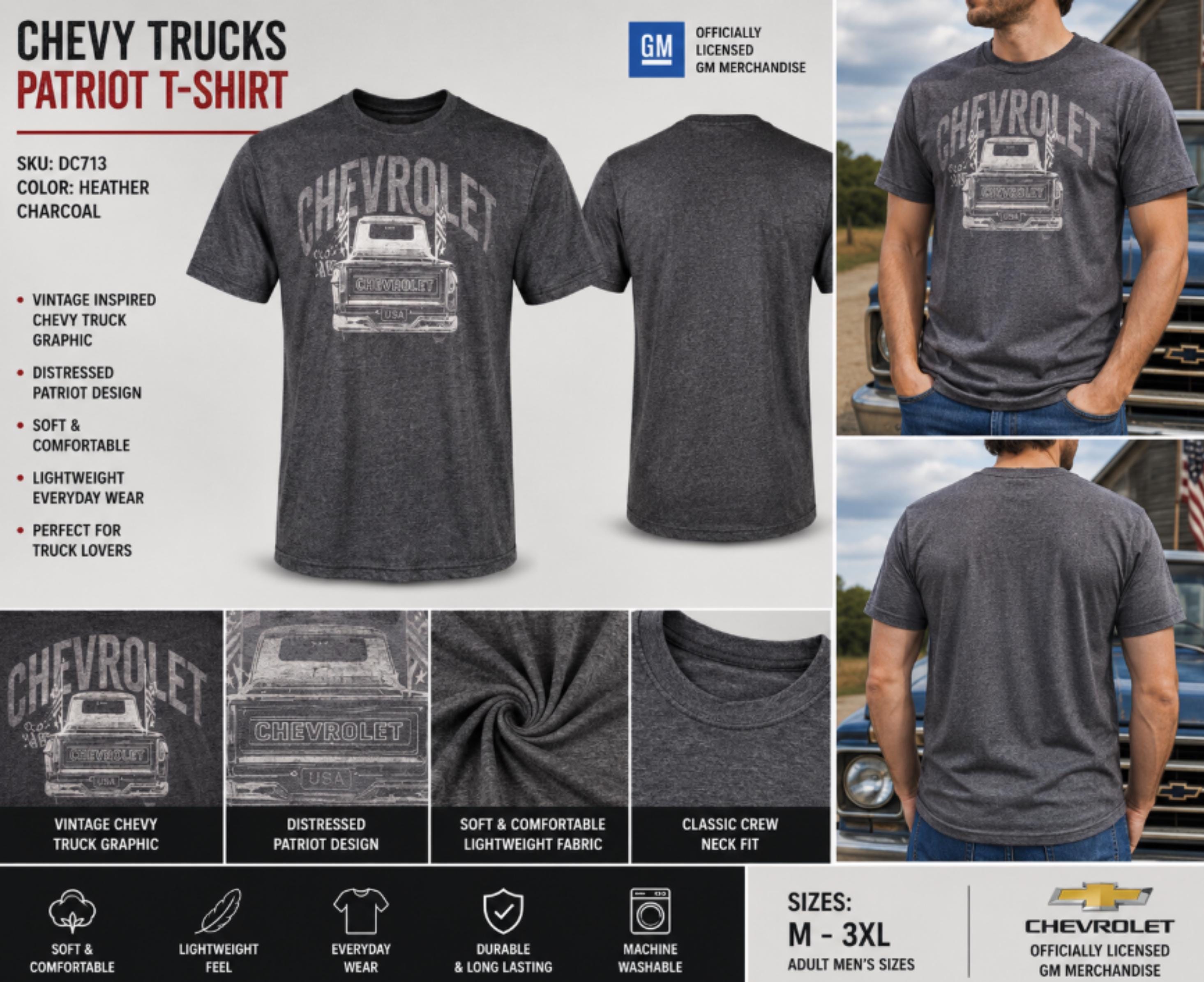 Vintage Chevy Truck Patriot T-Shirt | Distressed Classic Chevrolet Graphic Tee