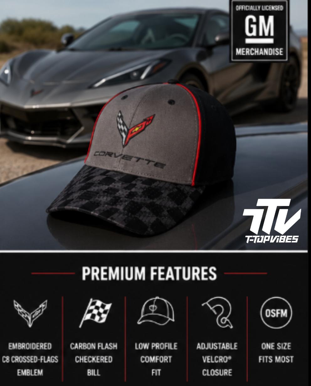 C8 Corvette Carbon Flash Checkered Bill Cap | Officially Licensed GM Merchandise