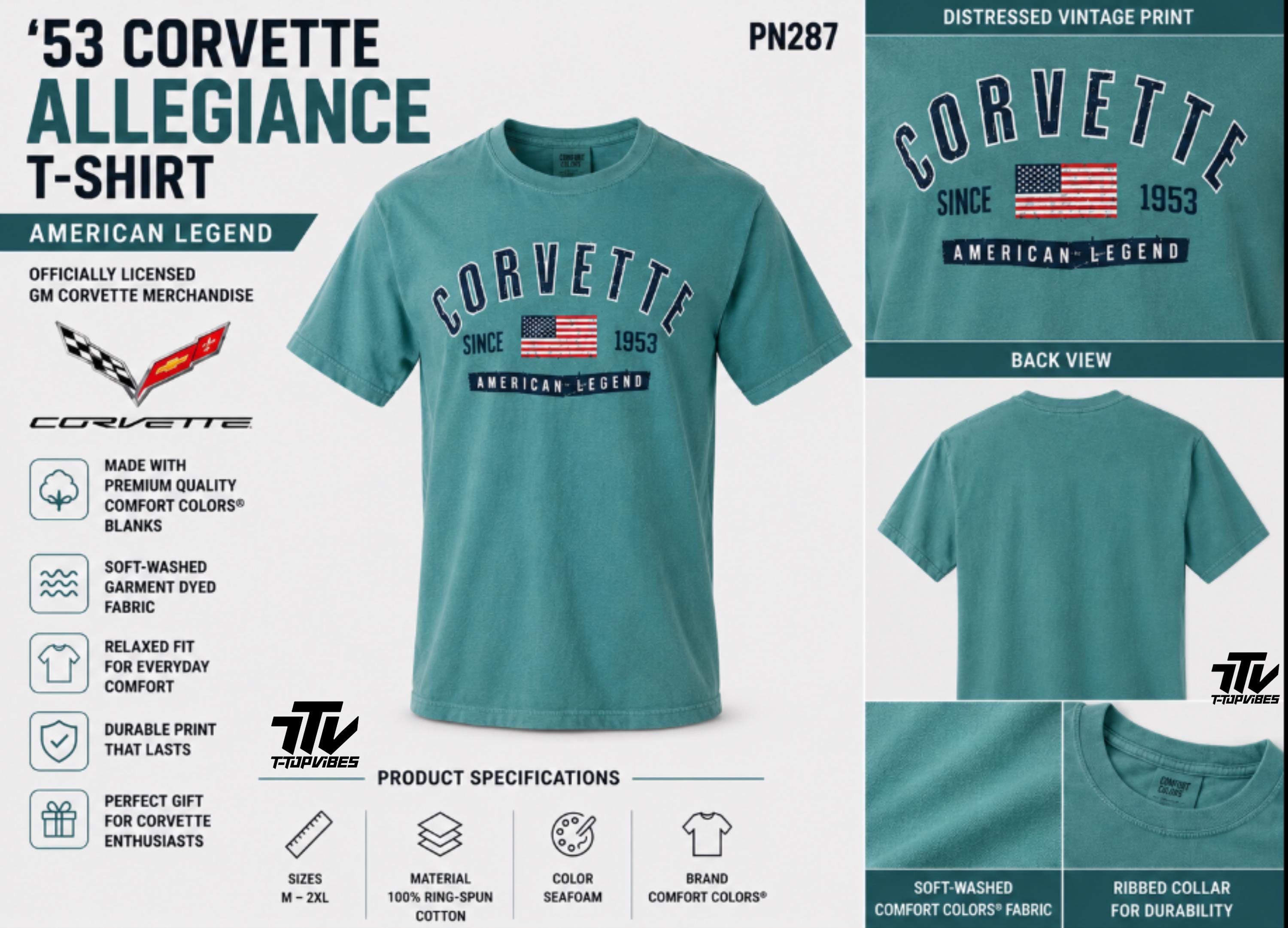 Corvette Allegiance T-Shirt | Vintage American Flag Comfort Colors® Tee
