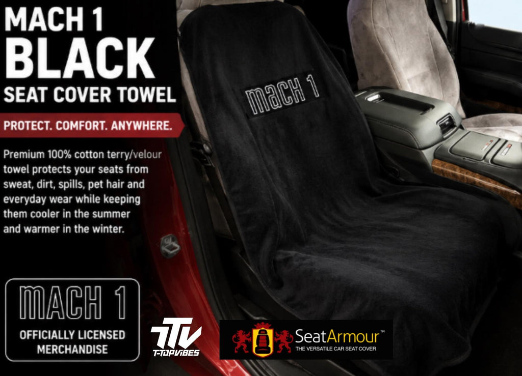 Mach 1 Seat Cover Towel | Black Universal Car Seat Protector | 100% Cotton Terry Velour