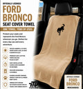 Officially Licensed Ford Bronco Seat Cover Towel | Tan Cotton Terry Velour Bucket Seat Protection