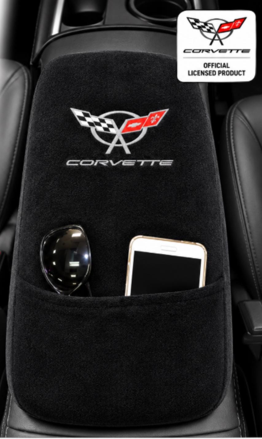 Corvette C5 Console Cover | 1997-2004 Black Armrest Protector | Cotton Terry Velour