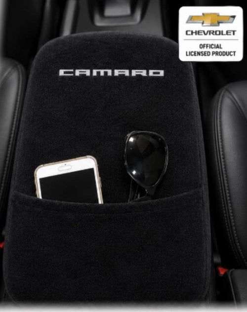 2010-2015 Camaro Console Cover | Black Cotton Terry Velour Armrest Protector