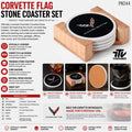 Corvette Flag Stone Coaster Set with Wood Holder (4-Piece)