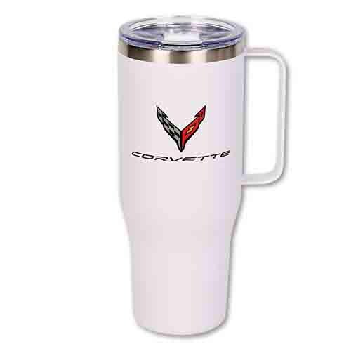 Corvette 40oz Tumbler | Stainless Steel Insulated Travel Mug with Handle & Straw | C8 Corvette Gift