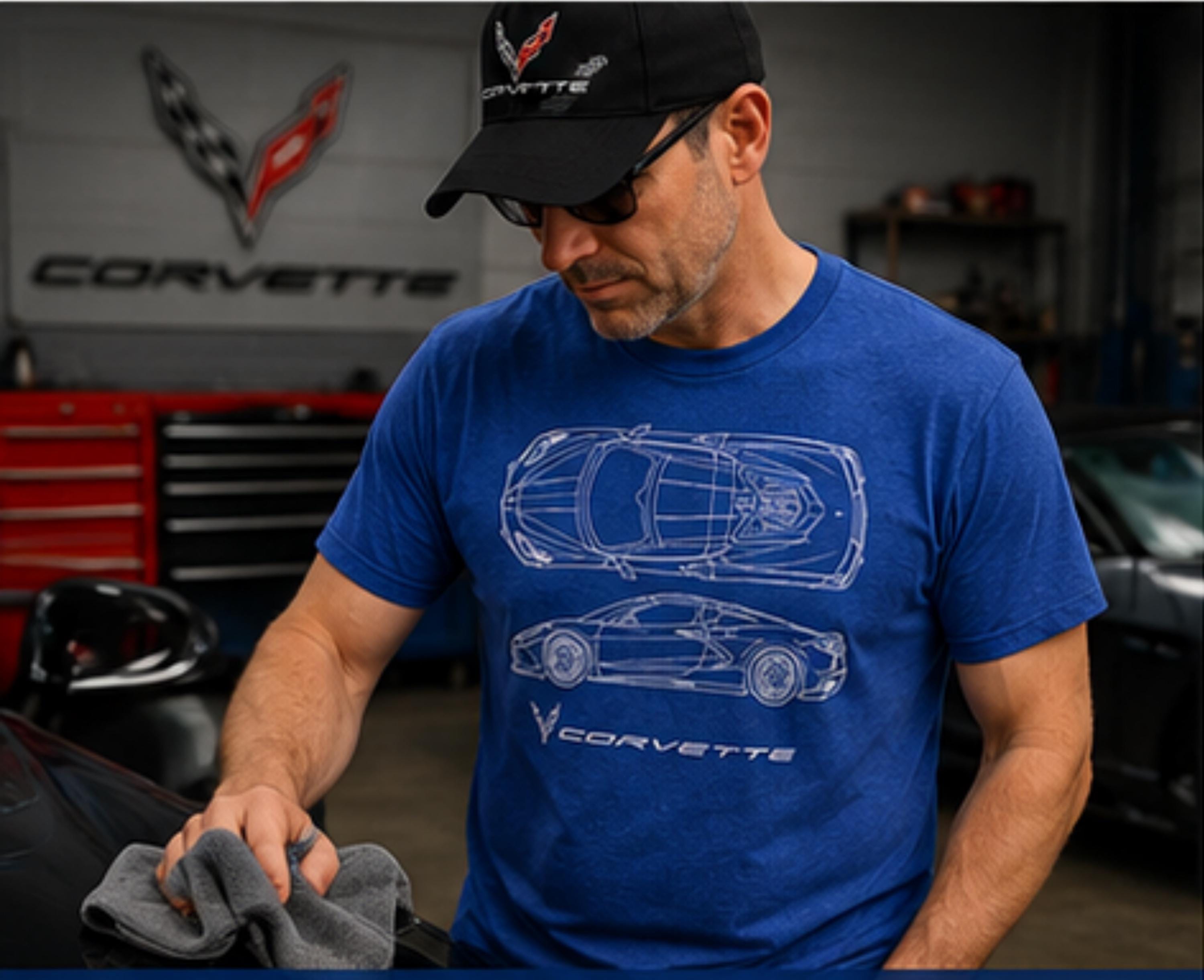C8 Corvette Blueprint T-Shirt | Officially Licensed Ring Spun Cotton Tee