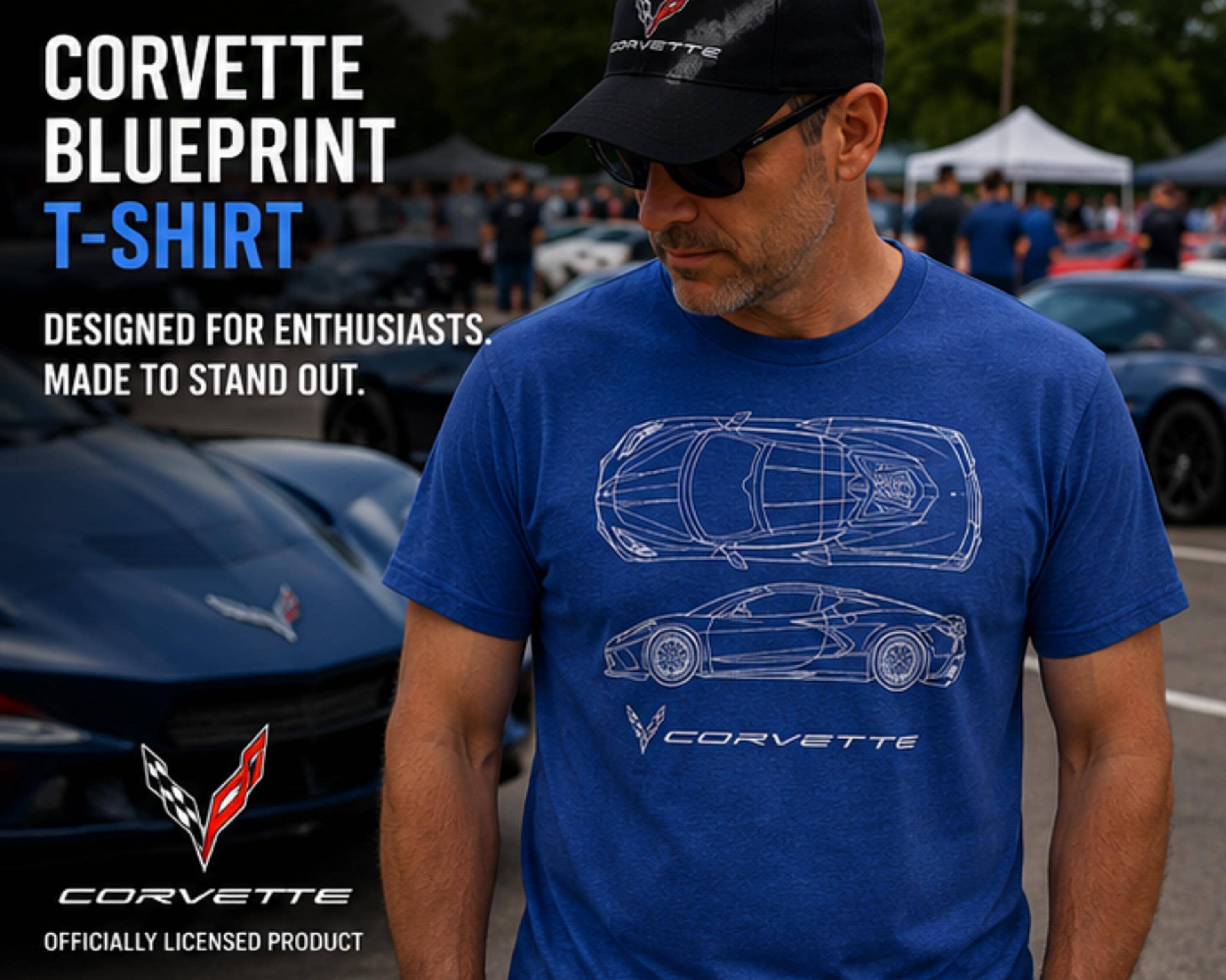 C8 Corvette Blueprint T-Shirt | Officially Licensed Ring Spun Cotton Tee