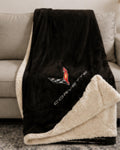 Officially Licensed Corvette Sherpa Blanket | Embroidered Crossed Flags Logo, Plush Fleece Throw
