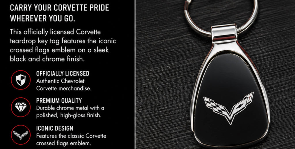 Corvette Chrome Teardrop Keychain | C7 Corvette Gift