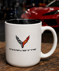 Corvette Coffee Mug | 16 oz Ceramic Two-Tone Cup with Emblem