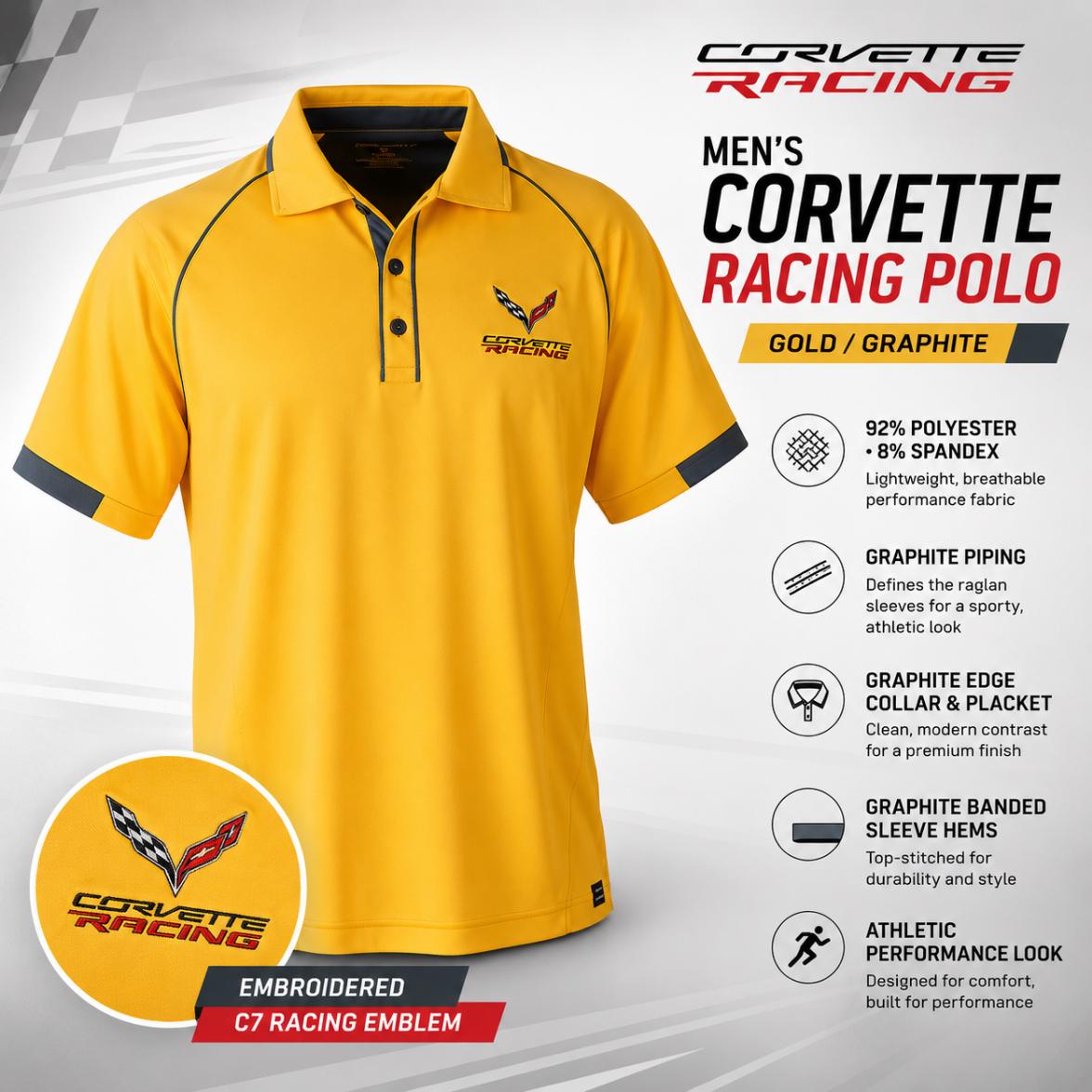 Men's Corvette Racing Polo C7 Emblem Performance Shirt