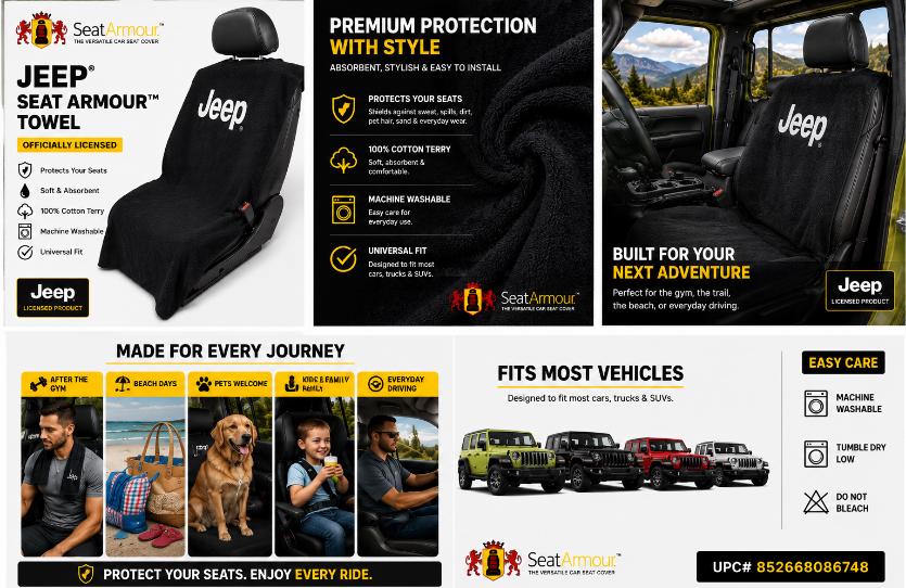 Jeep Seat Armour Seat Cover | 100% Cotton Terry, Universal Fit