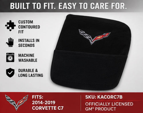 C7 Corvette Console Cover | Black Terry Velour with Storage Pocket (2014-2019)