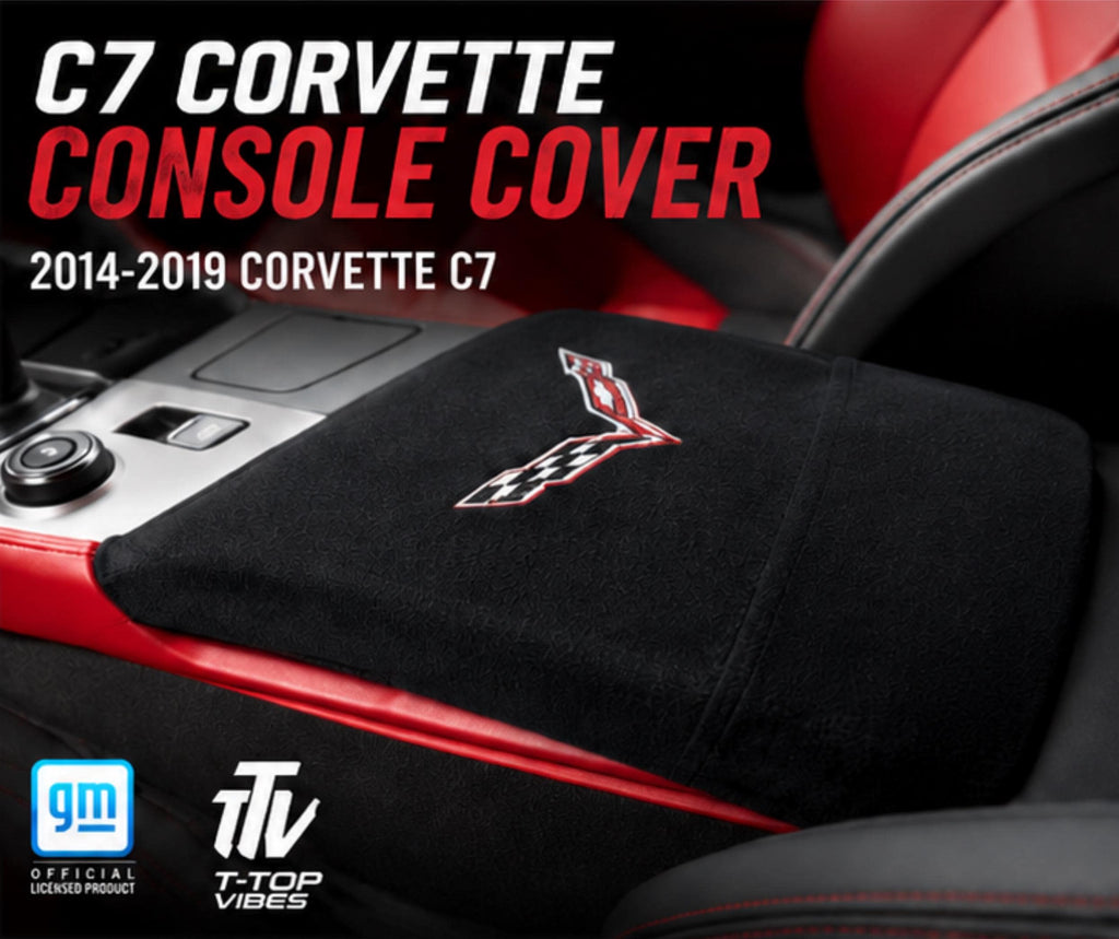 C7 Corvette Console Cover | Black Terry Velour with Storage Pocket (2014-2019)