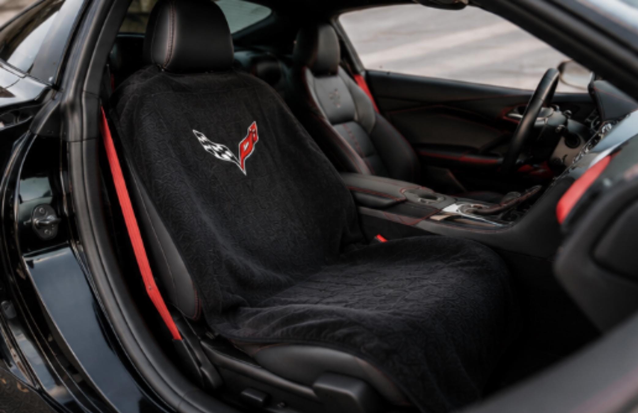 C7 Corvette Seat Cover Towel | Black Cotton Terry Velour Protector