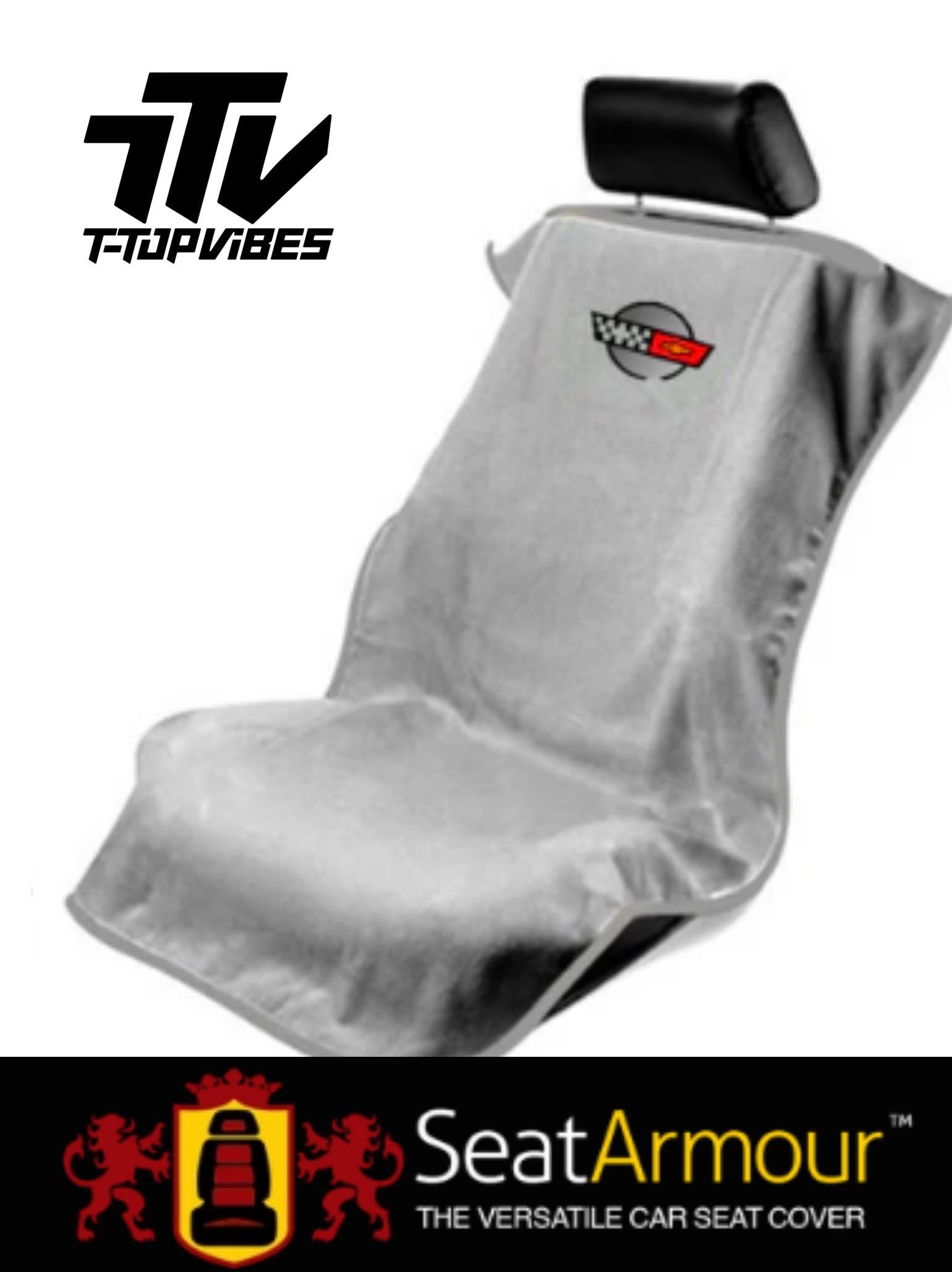 C4 Corvette Seat Cover Towel | 1984-1996 Seat Armour | Black Cotton Terry Velour