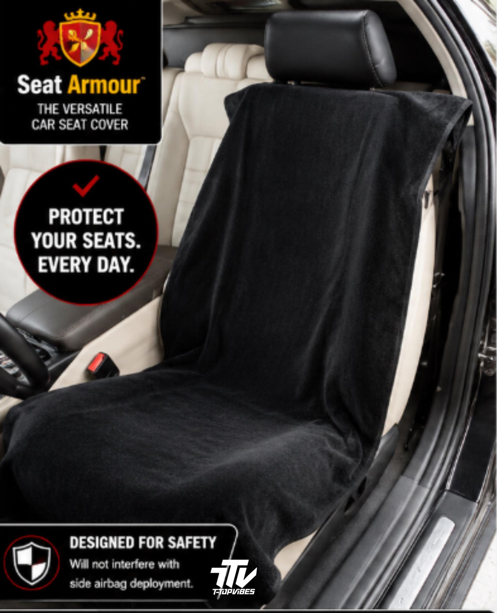 Seat Armour Black Cotton Terry Velour Car Seat Cover Towel | Universal Fit