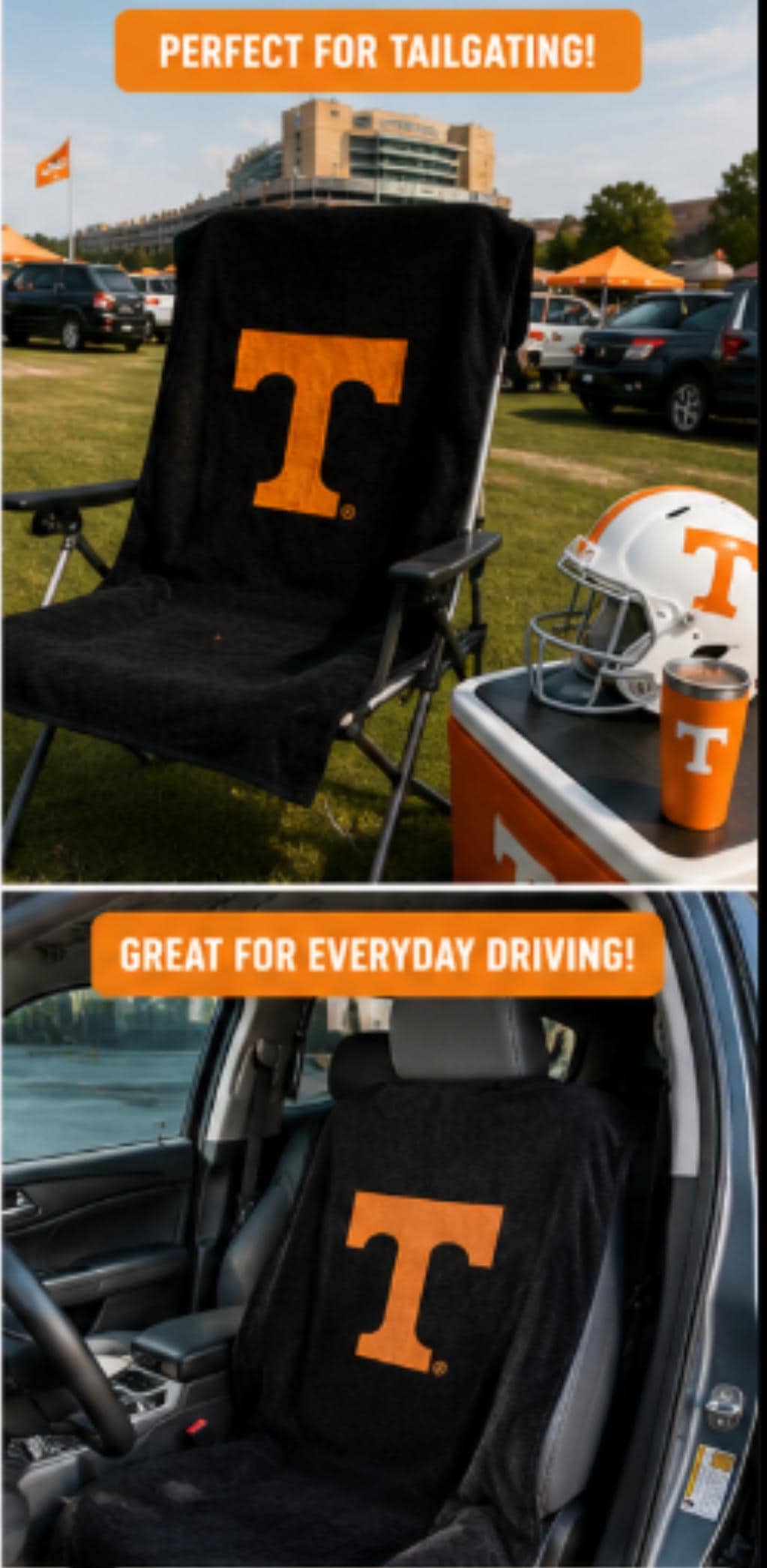 Tennessee Volunteers Seat Cover Towel | 100% Cotton Terry Velour Car Protector