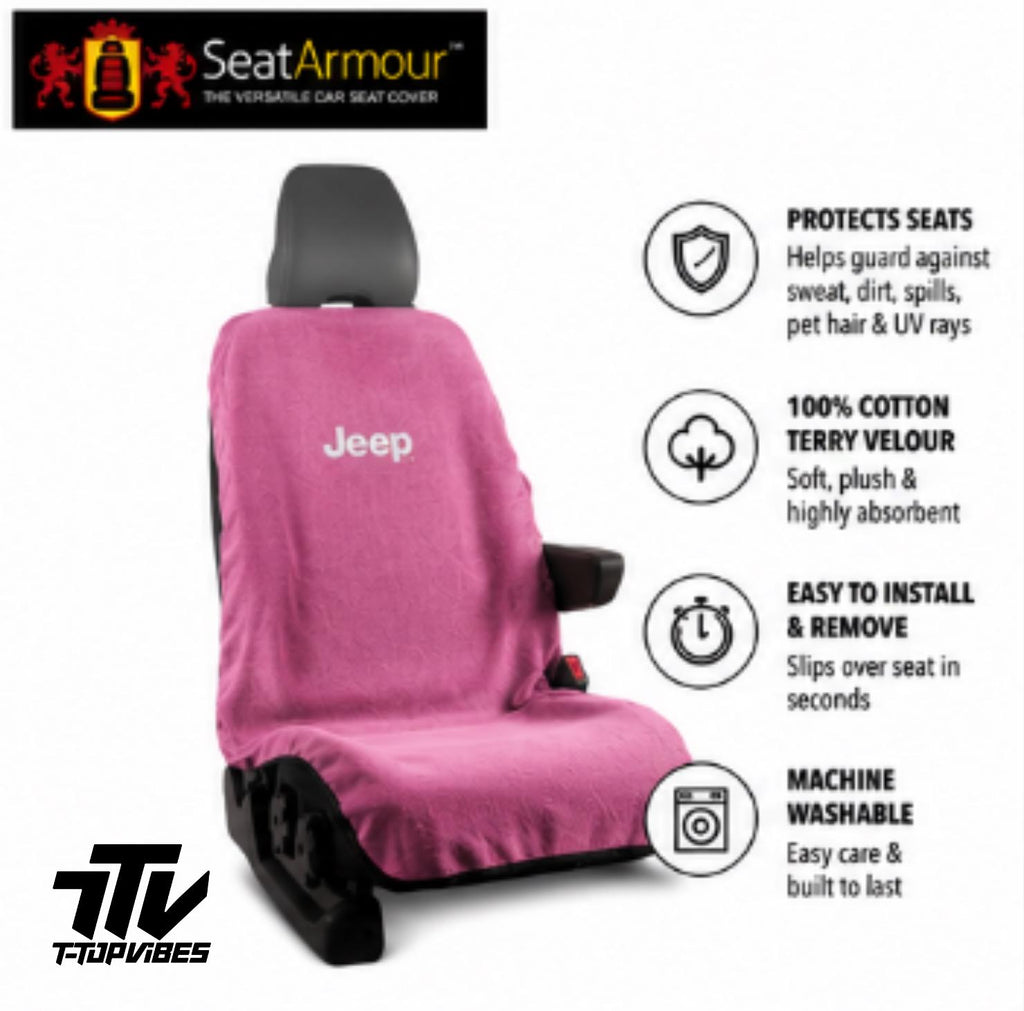 Officially Licensed Jeep Pink Terry Velour Seat Cover Towel | Universal Fit