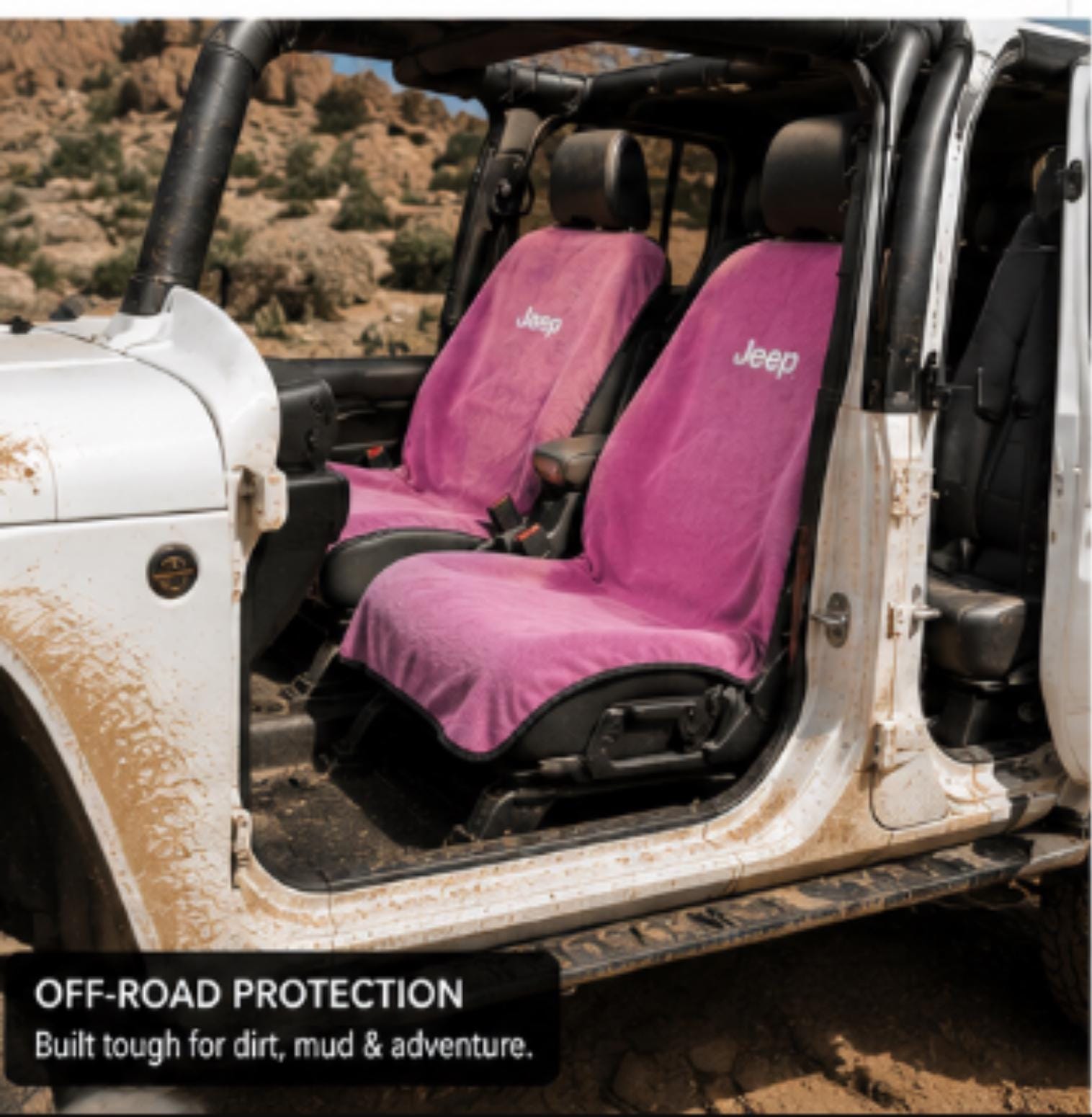 Officially Licensed Jeep Pink Terry Velour Seat Cover Towel | Universal Fit