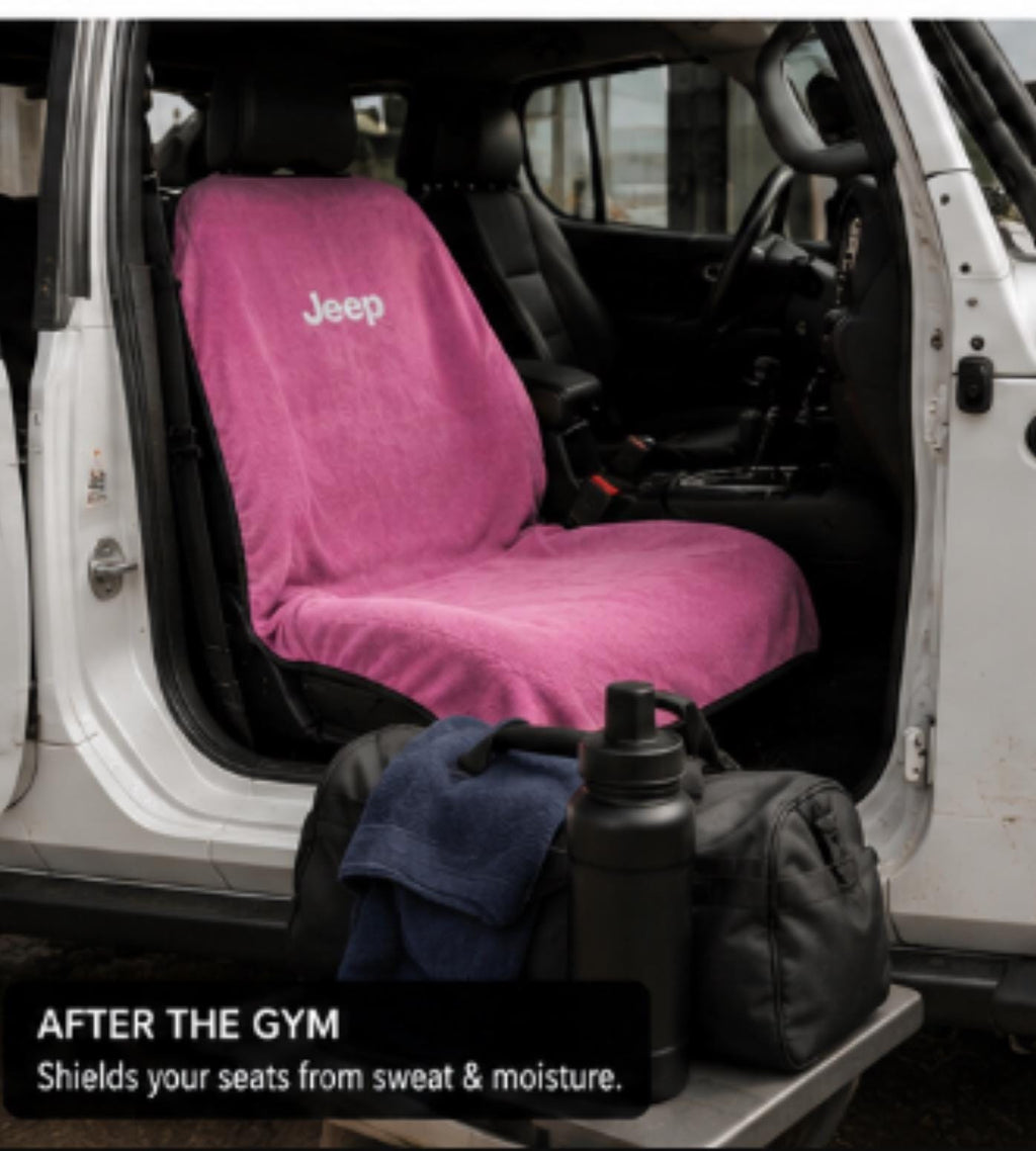 Officially Licensed Jeep Pink Terry Velour Seat Cover Towel | Universal Fit