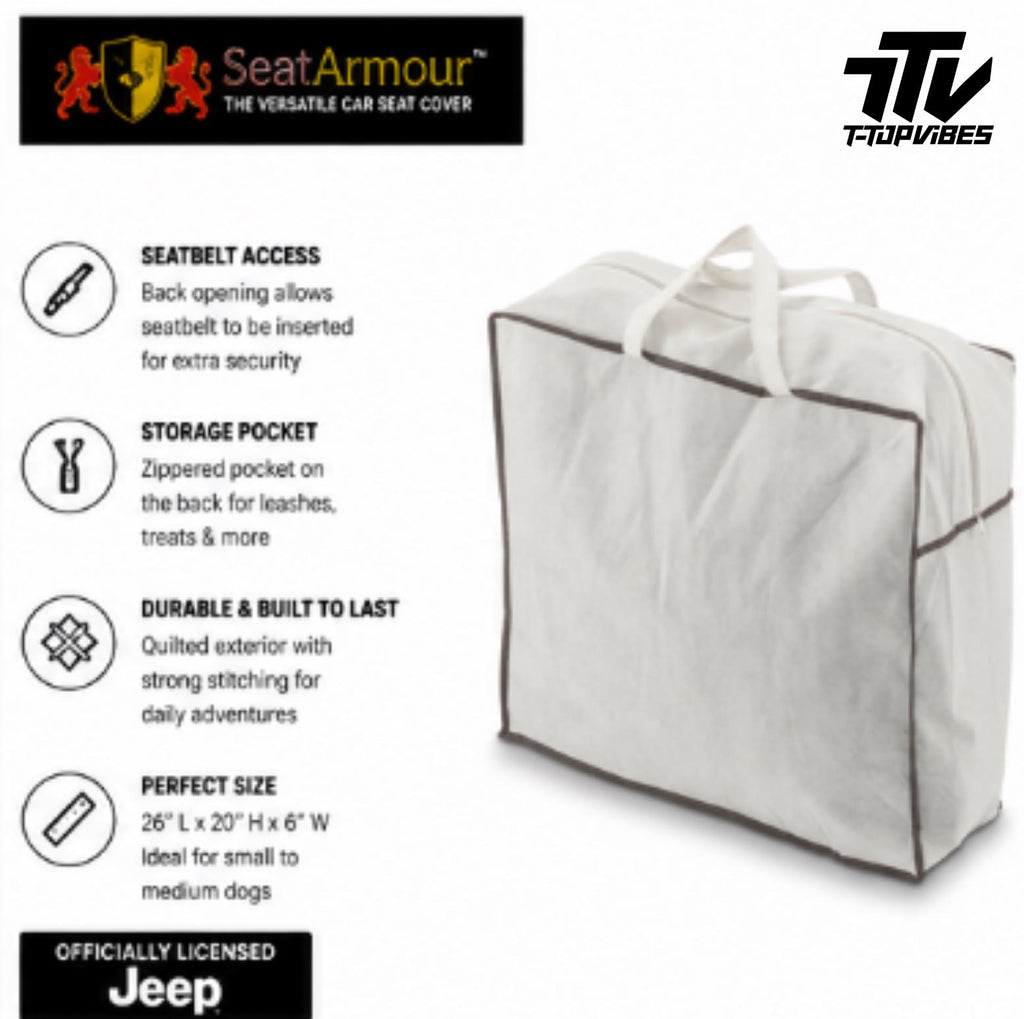 Officially Licensed Jeep Pet Travel Bed | Seat Armour Portable Dog Car Seat