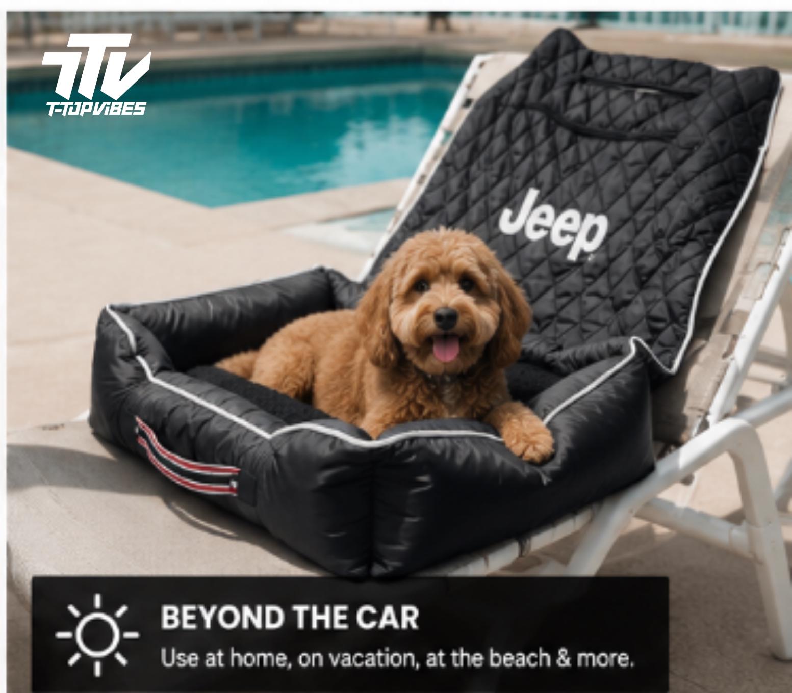 Officially Licensed Jeep Pet Travel Bed | Seat Armour Portable Dog Car Seat