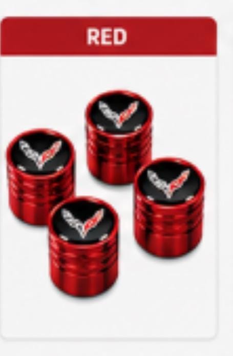 Officially Licensed C8 Corvette Billet Aluminum Valve Stem Caps (Set of 4)