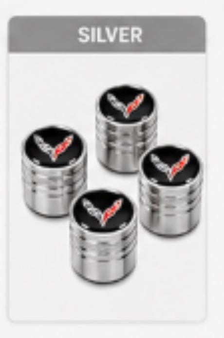 Officially Licensed C8 Corvette Billet Aluminum Valve Stem Caps (Set of 4)