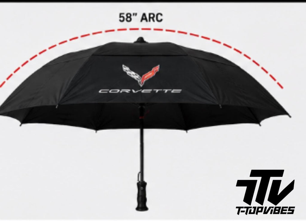 Officially Licensed C8 Corvette Golf Umbrella | 58" Auto Open Wind Vented Fiberglass Shaft