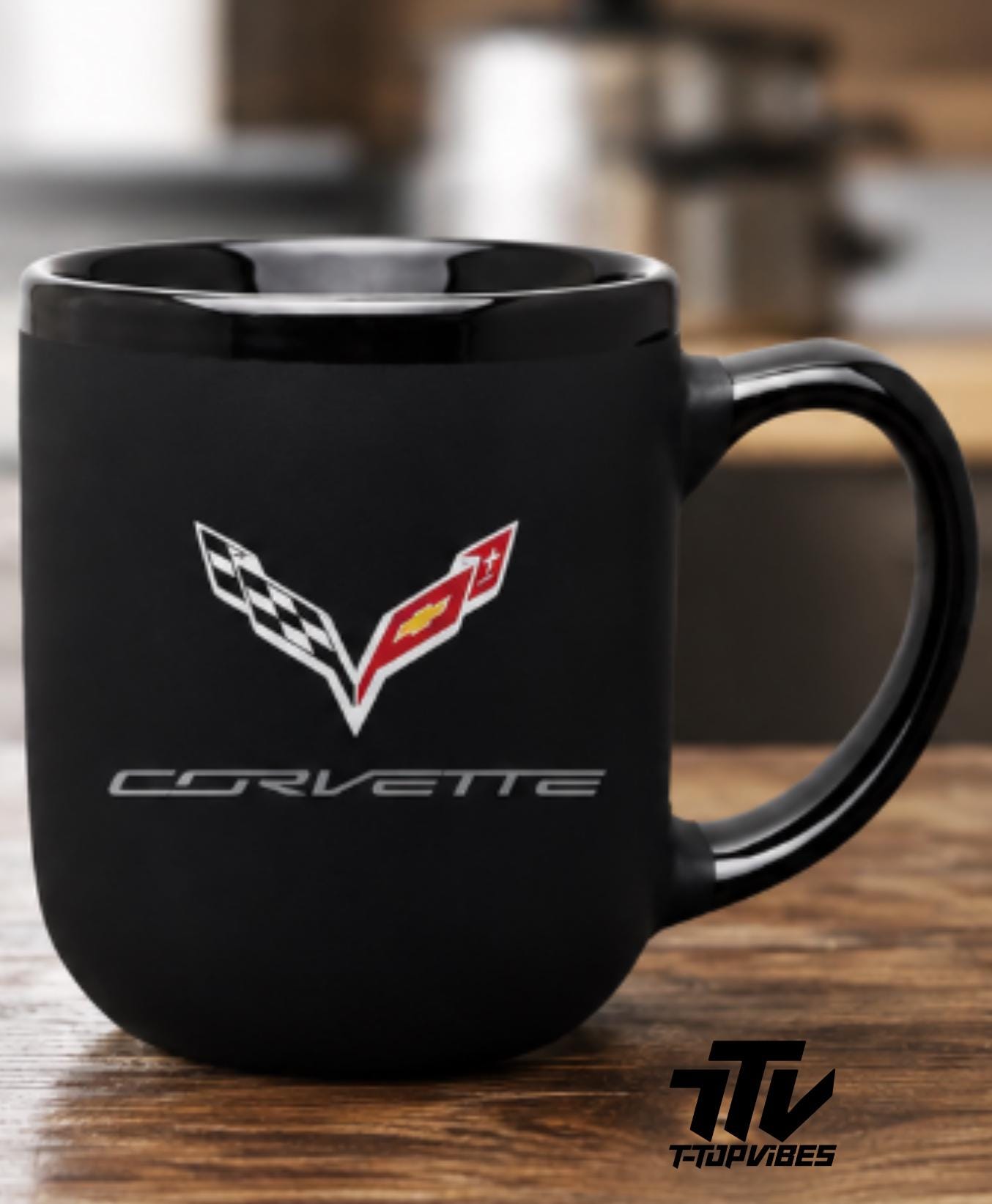 C7 Corvette Matte Black Ceramic Coffee Mug | 16 oz Officially Licensed Logo Cup